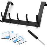 Deurhaken om op te hangen, 10 haken, deurhaken, kledinghaken, deur, zonder boren, deurhaken om op te hangen, zwart, geschikt voor deuren van minder dan 4,5 cm dik