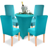 stretch stoelhoezen, ronde en hoekige stoelleuningen, bi-elastische pasvorm met zegel van (turquoise)