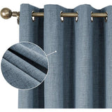 100% verduisteringsgordijnen met inslagringen, zonwering, thermo-linnen gordijn met inslagringen, voor woonkamer, slaapkamer, hemelsblauw, H 225 x B 140 cm, set van 2