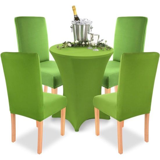stretch-stoelhoezen, ronde en hoekige stoelleuningen, bi-elastische pasvorm met zegel van (groen)