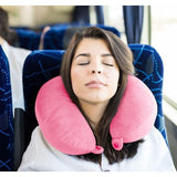 Reiskussen Nekkussen, Nekkussen van traagschuim, Steunkussen, Comfortabel voor de nek, voor reizen, auto, vliegtuig, bus (roze)