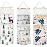 Wall Hanging Bags 3 Pieces Wall Hanging Storage Bag with 5 Pockets, Organiser for Children's Room, Waterproof Hanging Storage, Linen Coloured Hanging Bag Organiser, Suitable for Bathroom