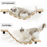 Kattenklimmuur, 32 cm kattenbrug en kattenligstoel voor doe-het-zelf catwalk, kattenhangmat en kattenmuur voor de meeste kittens, middelgrote en grote katten