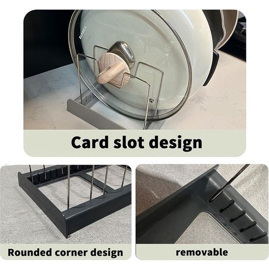 Dekselhouder, roestvrije pannenhouder, pannenorganizer, multifunctioneel telescopisch opbergrek, verstelbaar potdeksel, opslag, voor keukengerei, deksel, pannenorganizer