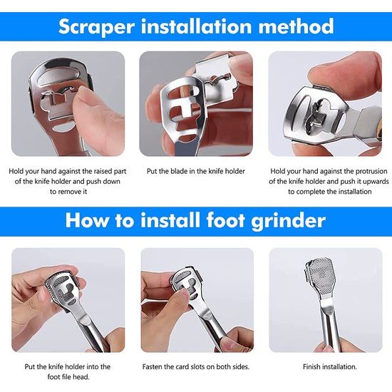 Pedicure eeltscheermesset, eeltverwijderaar, professionele voetschraper met voetvijlkop + 20 vervangende mesjes voor voetverzorging