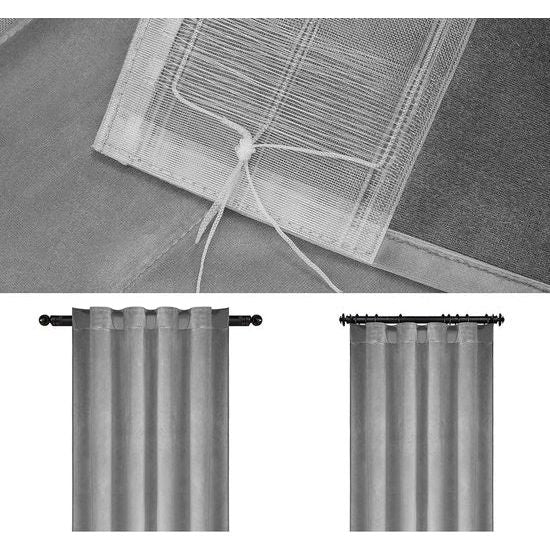 Set van 2 fluwelen gordijnen, ondoorzichtige verduisteringsgordijnen met ruchesband, thermisch gordijn, 300 g/m² zware fluwelen verduisteringsgordijnen voor slaapkamer, woonkamer, 140 x 245 cm (B x H), grijs