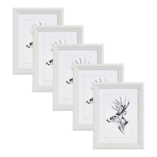 Fotolijst, houten lijst met glasplaat, set van 5 stuks