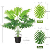 Kunstplanten, groot areca, kunstpalm, 68 cm hoog, 12 takken in pot, kunstmatige plant, tropisch, Hawaï, groen, nepplant, Real Touch planten, kunstbloem, decoratie, kantoorplant, groene plant,