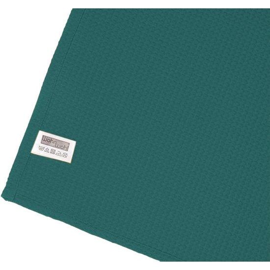 Deken van katoen, wafelpiqué, lichte knuffeldeken van 100% katoen, luchtige plaid, veelzijdig inzetbaar, onderhoudsvriendelijke deken, petrol, 150 x 200 cm