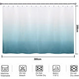 Shower Curtain Extra Wide 300 cm with Colour Gradient in Turquoise, Extra Long Water-Repellent Curtain for Bathroom and Bathtub, Perfect as a Room Divider, Width 300 x Height 200 cm