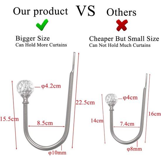 Gordijnhouder, kristallen gordijnhouder, gordijn, holdbacks metaal, vouwbeugel voor gordijn, 2 stuks (mat zilver)