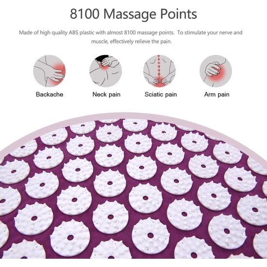 Acupressuurset Acupressuurmat met kussen - Acupressuurkussen Massagemat met 2 stuks Massageballen Goed voor verlichting van hoofd-nekpijn, pijnverlichting, bloedcirculatie met draagtas