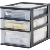 Drawer Cabinet, Drawer Cabinet, 3 Drawers (2 x 4L + 1 x 7L), A4 Format, Clear Drawers, Office, Living Room Organiser Chest Black