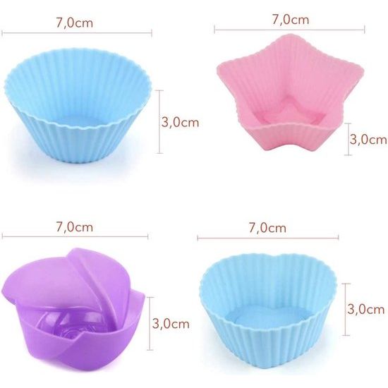 AVANA Herbruikbare muffinvormen van hoogwaardig silicone, milieuvriendelijke muffinvormpjes, cupcake, bakvormen, muffinvormpjes, 8 kleuren, set van 36