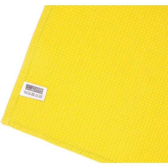 Deken van katoen, wafelpiqué, lichte knuffeldeken van 100% katoen, luchtige plaid, veelzijdig inzetbaar, onderhoudsvriendelijke deken, geel, 150 x 200 cm