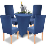 Charles Stretch Chair Covers, Round and Square Chair Backs, Pack of 6, Bi-Elastic Fit with Oeko-Tex Standard 100: "Tested Confidence" (Blue)