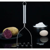 Aardappelstamper, roestvrijstalen zware metalen aardappelrijsmachine met spiegelglans, voedselstamper, handstamper, groente-fruitpuree, vaatwasmachinebestendig (9,6 inch)