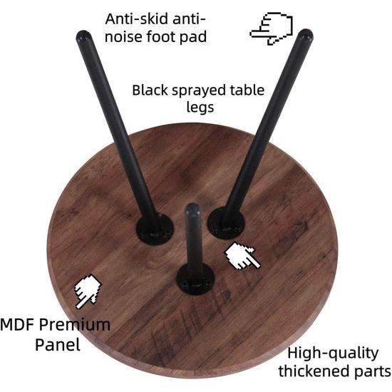 Set van 2 bijzettafels, rond, hout, kleine salontafel, modern, klein, voor slaapkamer, bruin