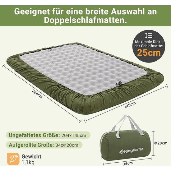 MAT Cover 2.2 - Hoes voor slaapmat - Slaapmat / Mathoezen voor kamperen, reizen en meer - 360° bescherming - Ademende T/C-vezels - Geschikt voor 5-25 cm dikke matrassen - Inclusief draagtas
