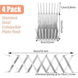 Set van 4 verstelbare potdekselhouders, roestvrijstalen dekselhouder, bordenhouder, multifunctionele spareribhouder, bordenstandaard voor keukengrill, 9 cm - 84 cm, in lengte verstelbaar