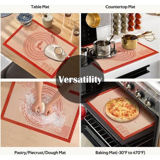 Extra dikke antislip-bakmat van siliconen, grote XXL-deegonderlegger, deegmat met maatverdelingen voor fondant/pizza, BPA-vrij