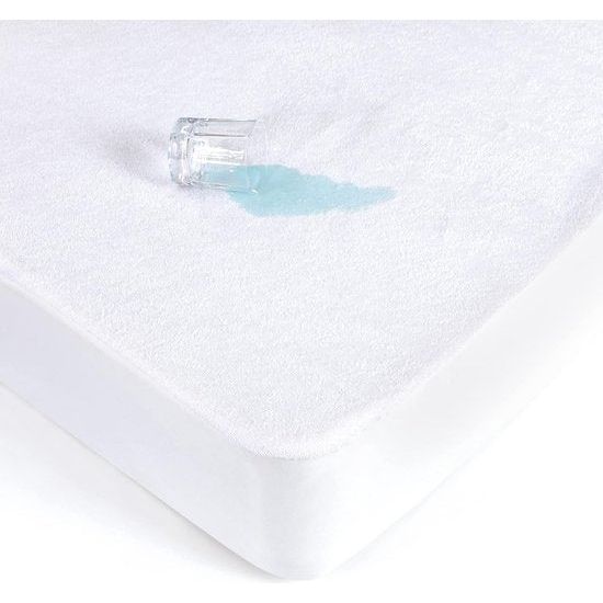 Waterdichte matrasbeschermer, Katoen, 140 x 190/200 cm, Matrasbeschermer, Molleton, Hoeslaken, Hypoallergeen, Antibacterieel, Mijtbestendig, Wit
