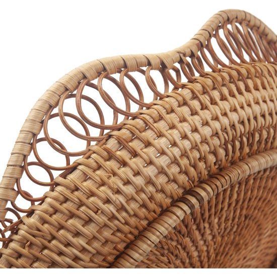 Rotan fruitmand, fruitschaal, natuurlijk geweven broodmand, broodschaal, rond, voor het serveren van gerechten, crackers, gebak, snacks (30 cm D x 9 cm H)