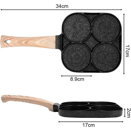 Spiegeleipan, eieren pan met antiaanbaklaag, 4 gaten, spiegelei, pannenkoeken, steaks, hamburger voor ontbijt, pannenkoekenpan voor inductiekookplaat