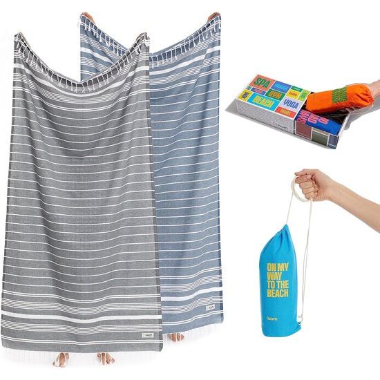 XXL strandlaken, hamamdoek, saunahanddoek, yogahanddoek, badhanddoek, saunahanddoek, badhanddoek, hamamdoek, reishanddoek, , handdoeken, dames en heren, antraciet/marineblauw