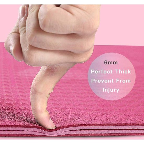 Yogamatten voor dames antislip gestructureerde oppervlakken gymnastiekmat yogamat dik 6 mm met draagriem TPE oefenmat voor yoga pilates gymnastiek (183 x 61 cm)