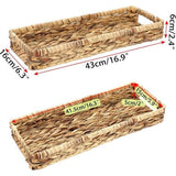 Geweven tablet van waterhyacint, zeegras met handgrepen, bruin waterdichte rechthoekige opbergmand in badkamer, slaapkamer, toiletafdekking als decoratie, cadeau, 43 x 16 x 5 cm