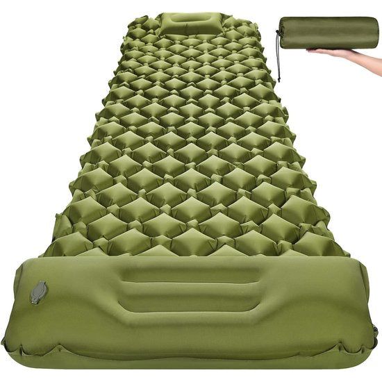 Isomat Camping Outdoor luchtmatras zelfopblazend - verbredende opblaasbare matras met voetpers pomp ultralichte slaapmat waterdicht zelfopblaasbaar per hikemat voor tent strand