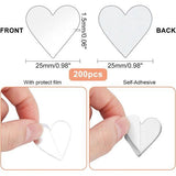 200 stuks hartvormige mozaïekspiegel, decoratieve glazen spiegel, zelfklevende mini-spiegeltegels, kleine wandspiegel voor kunsthandwerk, foto-rekwisieten, Valentijnsdag, badkamer,