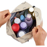 Toilettas Koord Dames Grote Cosmetische Tas Koord Make-up Tas Koord Cosmetische Tas met Glimlach Corduroy Cosmetische Tas Reizen Cosmetische Tas voor Reizen Meisjes Dames, BEIGE-B