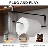 Keukenrolhouder zonder boren, 2 stuks papierrolhouders, keuken, zonder boren, keukenrolhouder, onderkast, papieren handdoekrolhouder, servetten, dispenser, kast voor keuken en badkamer (zwart)