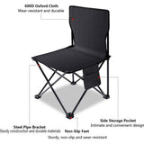 Campingklapstoel, campingstoel, high-performance gazonstoel met koeltassenondersteuning, 150 kg, stalen frame, inklapbare vissersstoel (zwart)