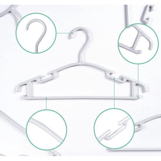 36 stuks kleerhangers kinderkleerhangers, set babykleerhangers van kunststof, opbergkast, kledinghangers, 27 cm, voor peuters en baby's, grijs