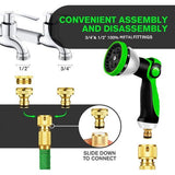 Flexibele tuinslang, rekbare waterslang met 3-laagse latexkern, 45 m, 10 functies tuinslang, metalen verbinding, slang ideaal voor tuinieren en huishouden