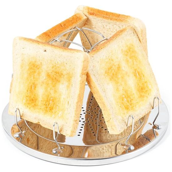 4 campingbroodroosters voor koken, campingbroodrooster voor gasfornuis, roestvrij staal, opvouwbaar broodrooster, mini-broodrooster, campingaccessoire met opvouwbare standaard voor picknick, reizen,
