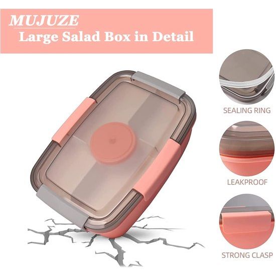 Lunchbox voor volwassenen, 2000 ml, grote lunchbox met vakken, voor vo Lunchbox voor volwassenen, 2000 ml, grote lunchbox met vakken, voor vo