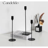 Kandelaar zwarte kaarsenhouder metalen kandelaars: Candeldo staafkaarsenhouder set van 3 moderne tafel decoratie kaarsenhouder hoog voor staafkaarsen decoratie woonkamer tafeldecoratie