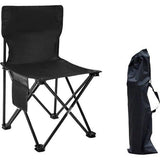 Campingklapstoel, campingstoel, high-performance gazonstoel met koeltassenondersteuning, 150 kg, stalen frame, inklapbare vissersstoel (zwart)