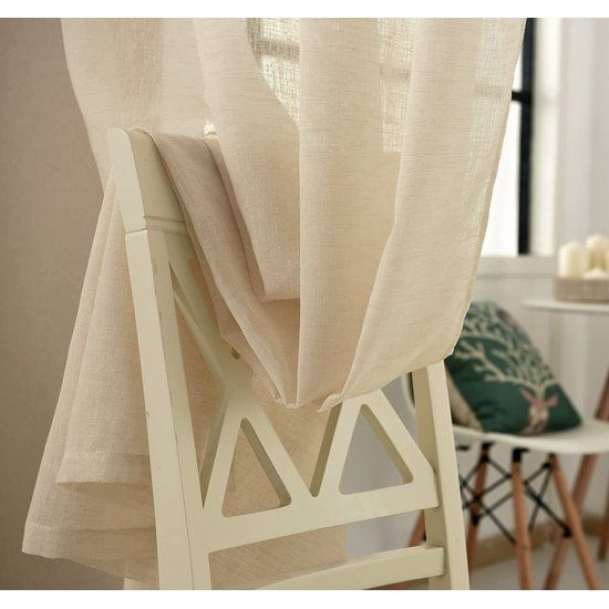 Set van 2 gordijnen transparant met lint 140x225cm