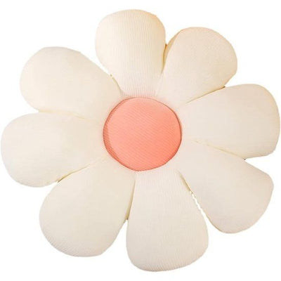 Bloem vloerkussen, 2 stuks bloemvloerkussen, zitkussen, 38 x 38 cm, bloemvloerkussen, tatami bloemvormig, zacht bloembladkussen, bloemvorm voor slaapkamer, bank (wit en roze