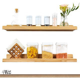 Set van 2 zwevende wandplanken, rustieke houten rekken met lip, kinderboekenplanken, foto- en fotorek voor slaapkamer, woonkamer, badkamer, keuken, kantoor (natuurlijk, 60 cm)