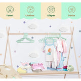 36 stuks kleerhangers kinderkleerhangers, set babykleerhangers van kunststof, opbergkast, kledinghangers, 27 cm, voor peuters en baby's, groen