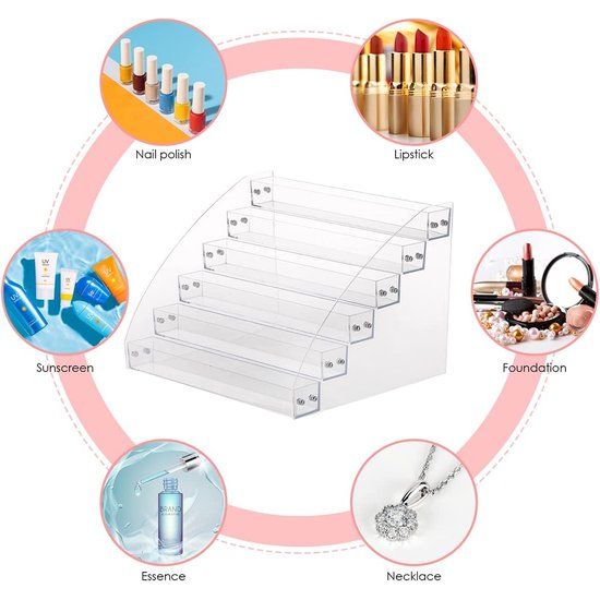Nagellak organizer met 6 lagen nagellak opbergstandaard nagellak display make-up presentatiestandaard voor nagellak en lippenstift of etherische oliën