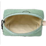 Cosmetische tas corduroy kleine toilettas dames kleine make-uptas met glimlach koord cosmeticatas dames corduroy cosmeticatas reizen cosmeticatas voor reizen meisjes dames, Groen 2