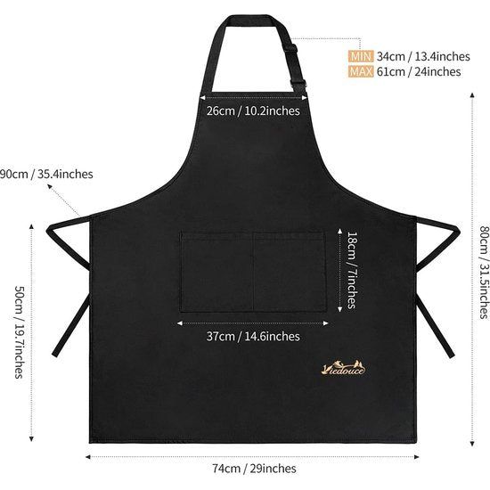 Set van 2 waterdichte kookschorten met zakken, verstelbare keuken- en barbecueschorten