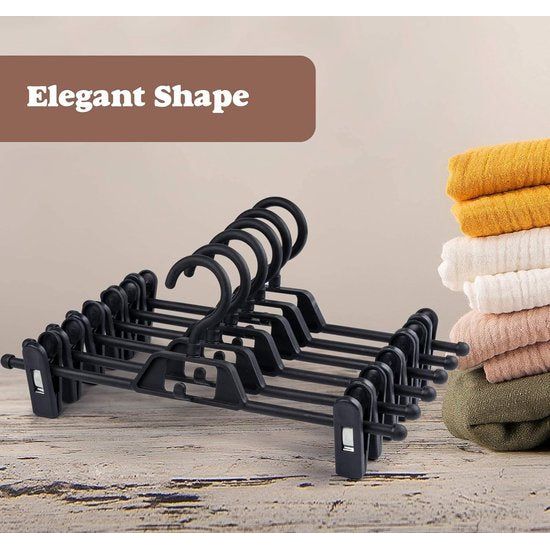 Broekhanger, kleerhanger met haken, ruimtebesparend, antislip rokhanger van kunststof, voor broeken, sokken, rokken (12 stuks)